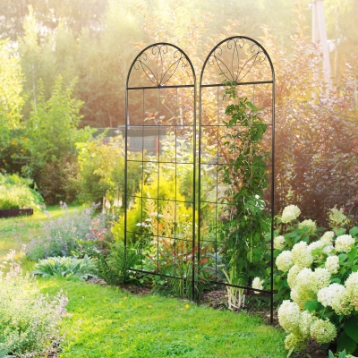Outsunny Enrejado de jardín juego de 2 soporte para plantas trepadoras de metal - 51 x 152 cm negro