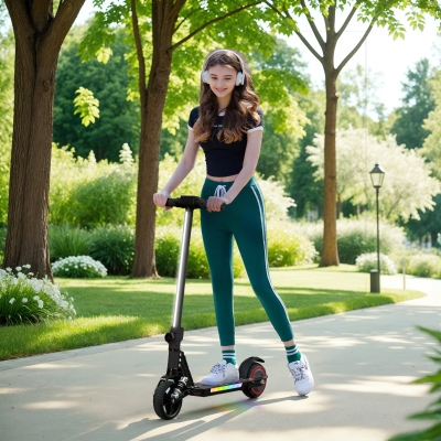 SPORTNOW Patinete eléctrico para niños de 6-14 años scooter eléctrico plegable para niños velocidad máx. 14 km/h aluminio negro
