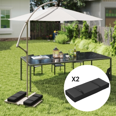 Outsunny Lote de 2 sacos de arena, saco de peso para sombrilla, llenable hasta 25 kg, con asas, 76 x 30 x 11 cm, negro
