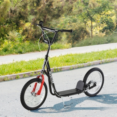 HOMCOM Patinete para niños con freno ajustable en altura Construcción ligera Negro