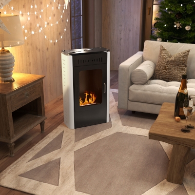 HOMCOM Chimenea de etanol con depósito de 1,2L, 3 horas de duración de combustión, cobertura de 20 a 25 m² 50x27x82 cm Negro
