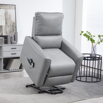 HOMCOM Sillón levantapersonas eléctrico con masaje 8 puntos y calefacción, control remoto, resortes ensacados, gris claro