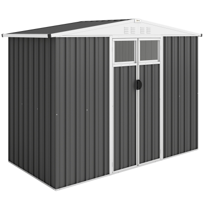 Outsunny Metal Garden Shed 8x4ft Dark Grey with Window