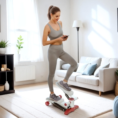 SPORTNOW Stepper mini stepper con monitor LCD pedales antideslizantes para ejercicio en casa 44,5 x 29 x 20 cm gris