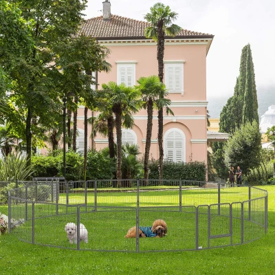 PawHut Parque para Cachorros, 16 Segmentos y 60 cm de Altura, Corralito para Mascotas Perros Valla para Cachorros Jaula para Ejercicio