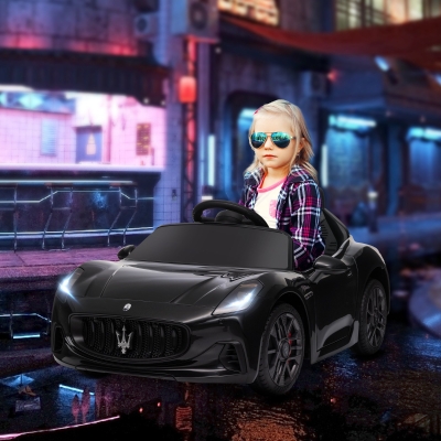 AIYAPLAY Coche eléctrico para niños con licencia Maserati Gran Turismo Folgore, 12V con control remoto, de 3 a 5 años, negro