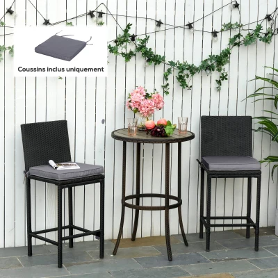 Outsunny Conjunto de 2 Cojines para silla de jardín Cojín para silla exterior Cojines de asiento desmontables Relleno 5 cm poliéster