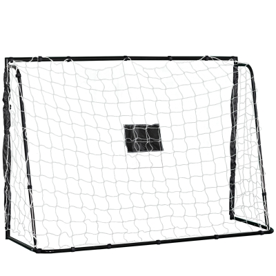 HOMCOM Objetivo de fútbol portería de fútbol chasis metálico red de PE clavijas y herramienta incluidas dim, 186x62x123 cm Negro