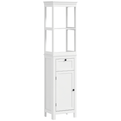 HOMCOM Mobilier coloană de baie armoire haute cu 2 rafturi, 1 sertar și 1 dulap - 40 x 30 x 165 cm, alb