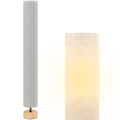Lampadare de podea pentru living cu abajur din in, comutator de picior, 2 x dulie E27, 120 cm, gri