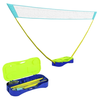 SPORTNOW Set de Badminton și Volei, 3 Piese, 400 cm x 22,4 cm x 155 cm, Negru + Albastru + Verde