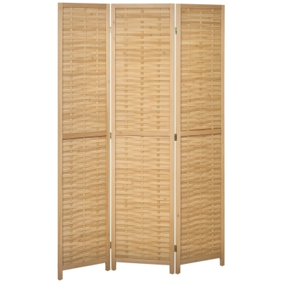 HOMCOM Separator de Cameră Pliabil, Bambus, 3 Părţi, 120 cm x 170 cm x 1,8 cm, Lemn Natural