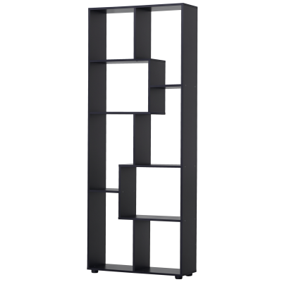 HOMCOM Bibliotecă cu rafturi Zig-zag Design Contemporan 70L x 24l x 178Î cm Panouri Particule negru