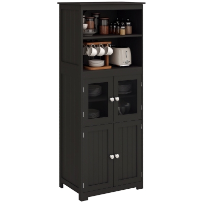 Bufet bucătărie HOMCOM cu sertare, dulapuri de depozitare multi-rangements dim. 60L x 30A x 162Î cm negru