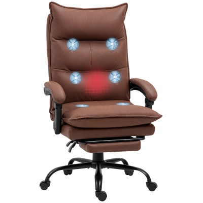 Vinsetto Scaun de birou masand si incalzit, scaun de birou, inaltime reglabila, spatar inclinabil, 66x74x121,5cm maro