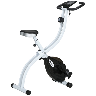 SPORTNOW Bicicletă de apartament pliabilă, bicicletă de fitness, 8 nivele de rezistență magnetică, șa reglabilă, ecran LCD, oțel alb