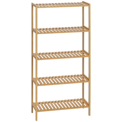 Raft din bambus cu 5 nivele, pentru sufragerie, dormitor sau birou, 60x26x130 cm, lemn natural