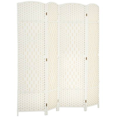 HOMCOM Paravent interior din lemn 4 panouri divizor de cameră pliabil pentru sufragerie dormitor 180 x 180 cm alb