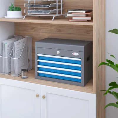 DURHAND Caisse boite à outils en metal cu 4 sertare și 1 blat superior, blocabil cu 2 chei furnizate, 2 mânere