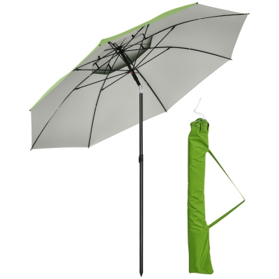 Outsunny Umbrelă de exterior rotundă inclinabilă protecție UV30, 8 tije de oțel și sac de transport inclus, verde
