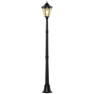 Outsunny Lampa de Gradina cu Celule Solare din Sticla Securizata, Iluminat Exterior 194 cm Inaltime, Lampa de Gradina cu 19 LED-uri 130 Lumen 3000K pentru Gradina, Decor Balcon, Negru