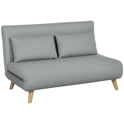 HOMCOM Canapea extensibilă Relaxsofa Sofa, inclusiv 2 perne, aspect de catifea, 130 x 78 x 79 cm, Gri deschis