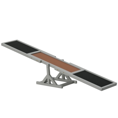 PawHut Agility sport pentru câini balansoar echipament antrenament câine lemn brad prelucrat fetru bituminat antiderapant gri negru