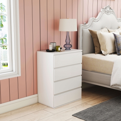 HOMCOM Cassettiera 4 Cassetti in Truciolato 60x40x80cm Bianco