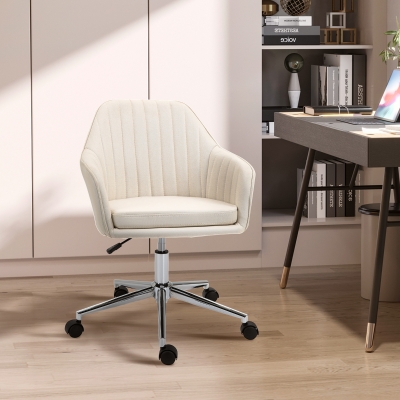 Vinsetto Cadeira de Escritório Cadeira de Secretária com Altura Regulável e Base Giratória para Escritório 61x59x86-96 cm Bege