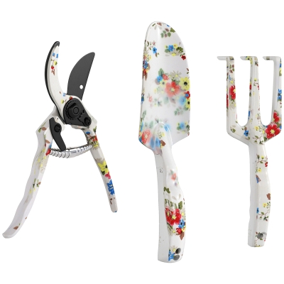 Outsunny Set de unelte de grădinărit 3 piese din aluminiu cu foarfecă, lopată de grădină, greblă manuală, ideal pentru tăiere