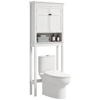 HOMCOM Mobilier WC deasupra toaletei mobilier mașină de spălat dulap 2 uși rafturi reglabile alb