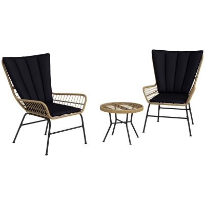 Outsunny Set de bistrou mobilier de balcon, stil Boho, rezistent la intemperii, 76 x 66 x 96 cm, Negru