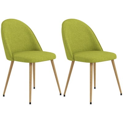 Set de 2 Scaune de Comedor cu Material din Lino cu Picioare din Oțel 50x52x83 cm Verde