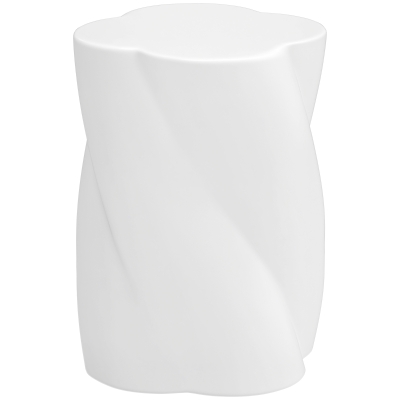 Outsunny Scaun de ceramică în formă spiralată, rezistent la 120kg Ø33 x 45 cm, rezistent la intemperii, scaun de grădină cu capac alb