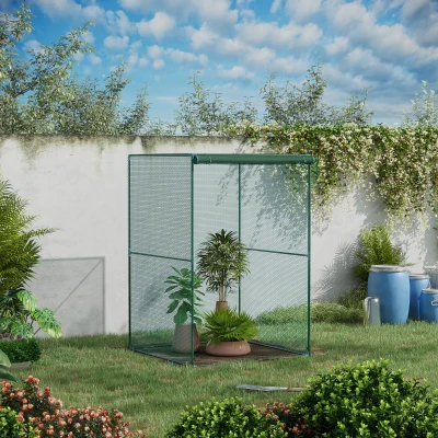 Outsunny Jaula de Cultivo para Plantas 120x120x180 cm cu Ușă Enrollabilă și Structură din Oțel pentru Grădină Terrasă Culoare Verde