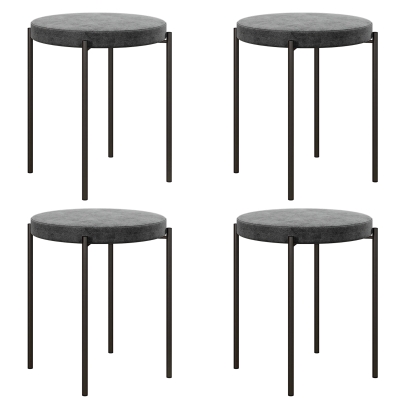 HOMCOM Set de 4 taburete de bucătărie, empilabile, stil catifea, până la 100 kg, cadru din oțel, 41,5 x 41,5 x 46 cm, Gri închis