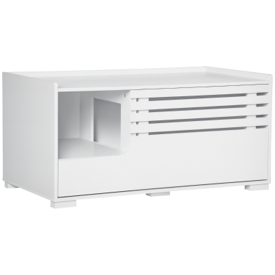 PawHut Dulap pentru pisici cu 2 rafturi Design 2 în 1, Ușă magnetică Alb