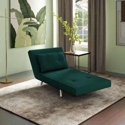 HOMCOM Fotoliu recliner cu funcție de pat, butoane decorative, aspect de pânză, 77 cm x 88 cm x 83 cm, Verde