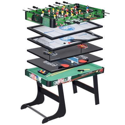 HOMCOM Masă Multijocuri pentru Copii de peste 7 Ani 6 în 1 Pliabilă Biliard Fotbal Ping-Pong 118x104x71 cm Multicolor
