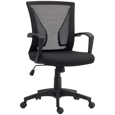 HOMCOM Scaun birou fauteuil birou cu șezut și spătar din plasă respirabilă înălțime reglabilă 62 x 60 x 92-102 cm negru