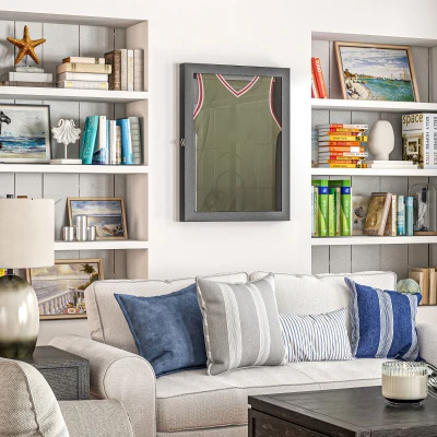 HOMCOM Frame box T-frame cadru pentru tricou ușă acril căptușeală internă fetru 71 x 6,5 x 89 cm negru