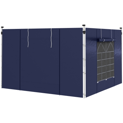 Outsunny Curtine Pavilion, Set de 2, pentru Pavilion de Grădină 3x6m sau 3x3m, cu Ferestre și Uși, Albastru