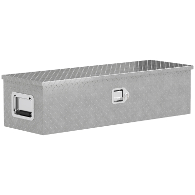 HOMCOM Cufăr pentru unelte pentru remorcă cutie de depozitare din aluminiu mânere late și antiderapante 99 x 33 x 25,5 cm argintiu