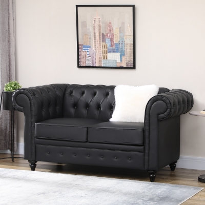 Canapea 2 locuri, piele sintetica 160x84x80cm Maro inchis