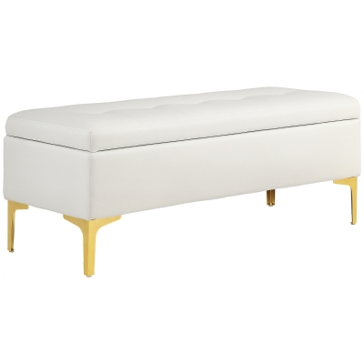 HOMCOM Bancă cu Spațiu de Depozitare, suportând până la 120kg, 120x44x44,5cm, Bej