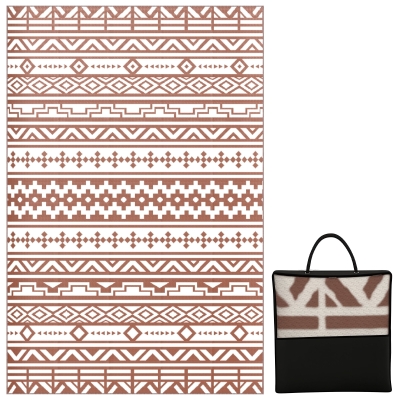 Outsunny Covor exterior reversibil 1,8 x 2,7 m, covor de sol cu model zid geometric din PP geantă de transport roșu și alb