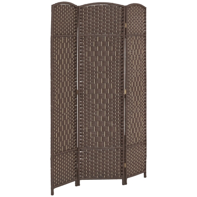 HOMCOM Paravan interior din lemn 3 panouri separator de cameră pliabil pentru living dormitor 135 x 180 cm maro