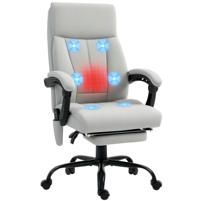 Vinsetto Fotoliu de birou cu funcție de masaj și încălzire, suport pentru picioare, până la 120 kg, Gri