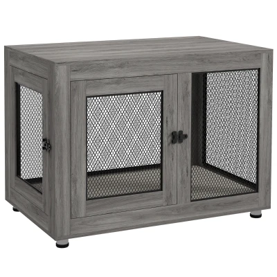 PawHut Cușcă pentru câini, Cușcă pentru căței, cu pernă rezistentă la apă, grilaj de oțel, piciorușe ajustabile, 94x60x71,5 cm