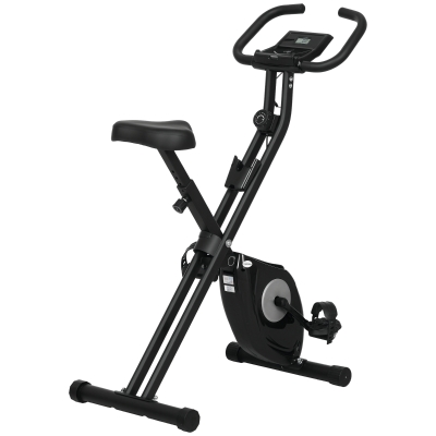 HOMCOM Bicicletă Statică Pliabilă cu 8 Nivele de Rezistență Magnetică Ecran LCD și Șea Reglabilă 43x85x109cm Negru